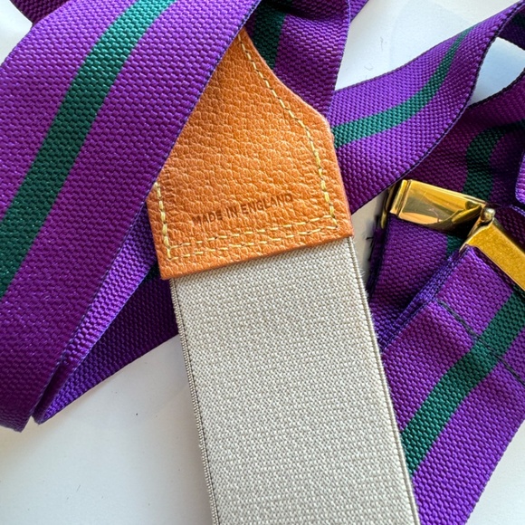 Purple / Green Nylon Suspenders with Leather trim - Picture 2 of 2